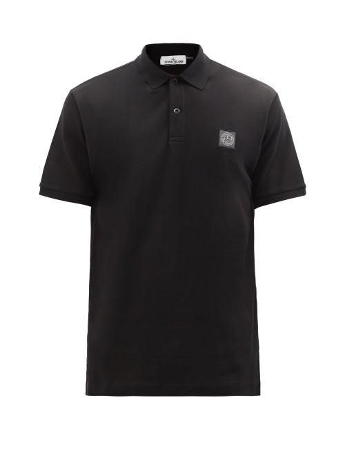 Stone Island - Logo-patch Cotton-piqu Polo Shirt - Mens - Black