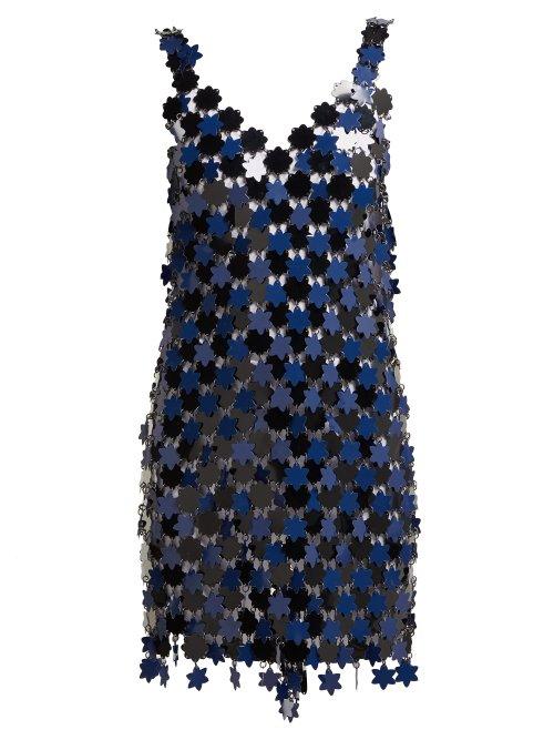Matchesfashion.com Paco Rabanne - Floral Chainmail Dress - Womens - Navy Multi