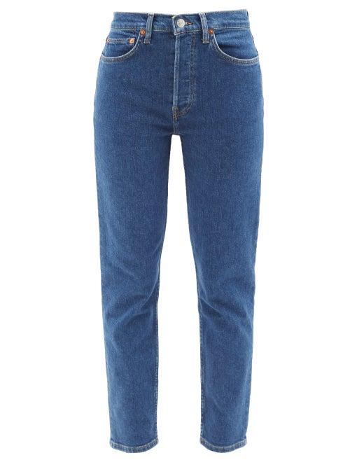 Re/done - 90s High-rise Slim-leg Jeans - Womens - Dark Blue
