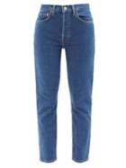 Re/done - 90s High-rise Slim-leg Jeans - Womens - Dark Blue