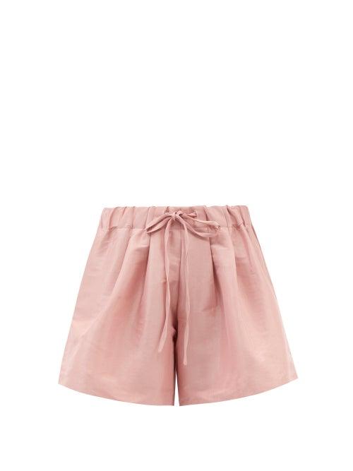 Kika Vargas - High-rise Silk-blend Taffeta Shorts - Womens - Pink