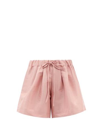 Kika Vargas - High-rise Silk-blend Taffeta Shorts - Womens - Pink