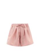 Kika Vargas - High-rise Silk-blend Taffeta Shorts - Womens - Pink
