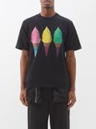 Icecream - Triple Cone-print Cotton T-shirt - Mens - Black