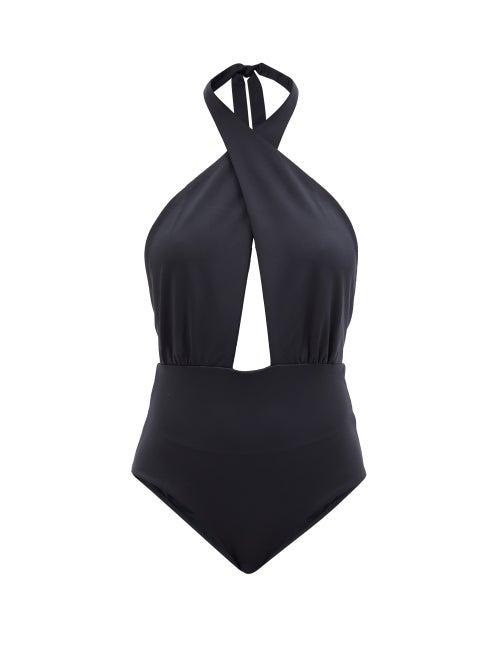 Sara Cristina - Cowry Cutout Halterneck Swimsuit - Womens - Black