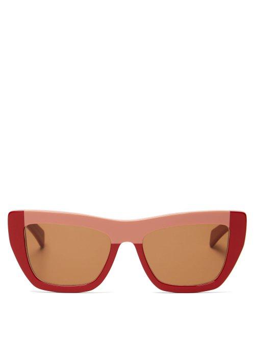 Matchesfashion.com Marni - Colour Block Acetate Sunglasses - Womens - Red Multi