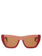 Matchesfashion.com Marni - Colour Block Acetate Sunglasses - Womens - Red Multi