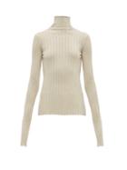 Matchesfashion.com Petar Petrov - Karen High Neck Ribbed Merino Wool Sweater - Womens - White