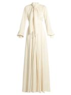 Lanvin Tie-neck Balloon-sleeved Cady Gown