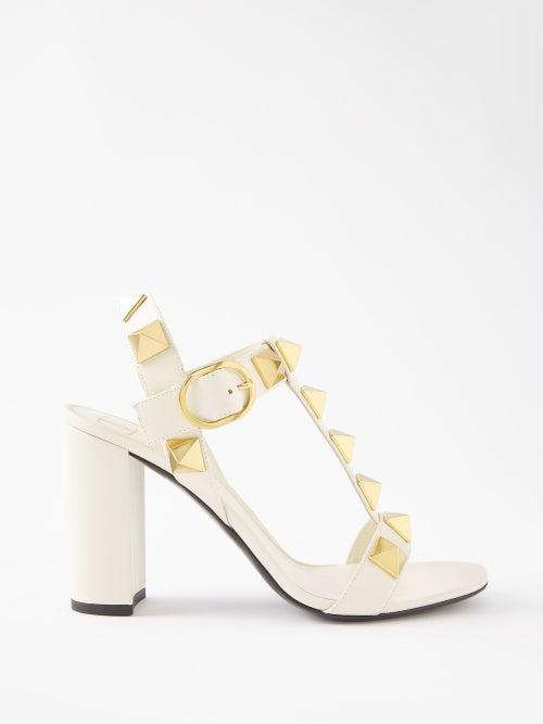 Valentino Garavani - Roman Stud 90 Leather Sandals - Womens - Ivory
