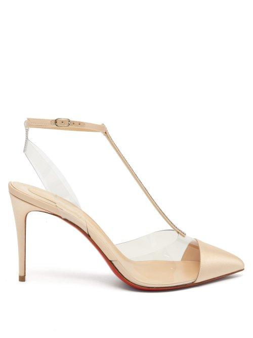 Matchesfashion.com Christian Louboutin - Nosy 85 Crystal Embellished Satin Pumps - Womens - Nude