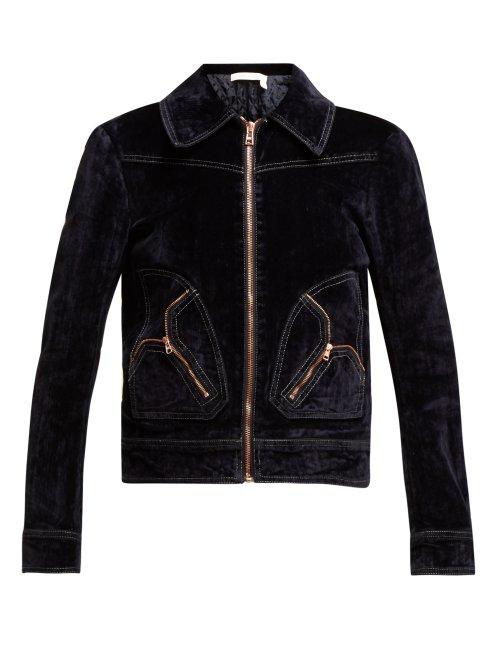 Matchesfashion.com See By Chlo - Velvet Harrington Jacket - Womens - Navy
