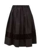 Matchesfashion.com Comme Des Garons Comme Des Garons - Pleated Velvet-appliqu Midi Skirt - Womens - Black