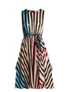 Matchesfashion.com Diane Von Furstenberg - Carrington Stripe Silk Blend Dress - Womens - Multi
