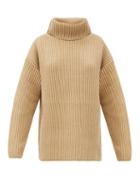 Matchesfashion.com Joseph - Brioche-stitched Wool Roll-neck Sweater - Womens - Camel