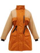 Matchesfashion.com Roksanda - Nomi Colour Blocked Taffeta And Wool Blend Coat - Womens - Orange Multi