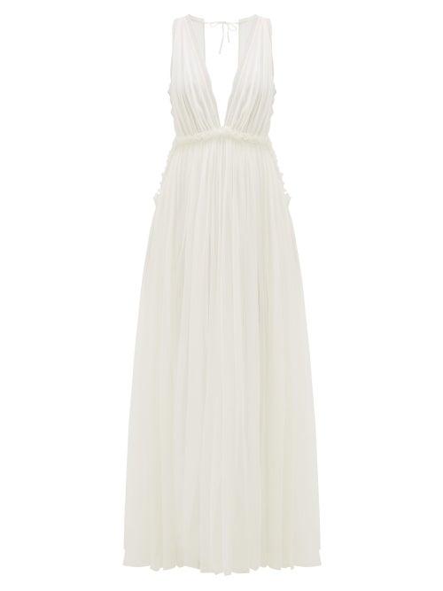 Matchesfashion.com Maison Rabih Kayrouz - Ruffled Empire-waist Silk-chiffon Gown - Womens - Cream