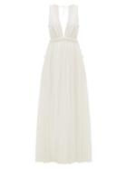 Matchesfashion.com Maison Rabih Kayrouz - Ruffled Empire-waist Silk-chiffon Gown - Womens - Cream