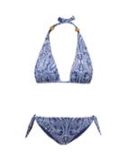 Matchesfashion.com Etro - Paisley-print Halterneck Bikini - Womens - Blue Print