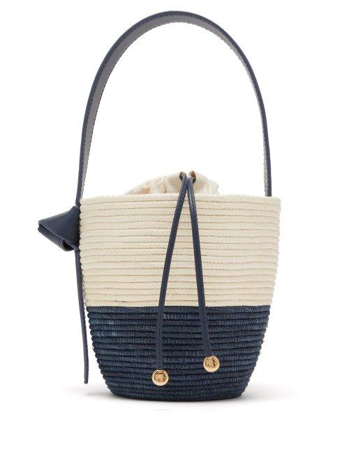 Matchesfashion.com Cesta Collective - Lunchpail Woven Sisal Bucket Bag - Womens - Navy Multi