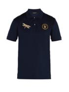 Matchesfashion.com Alexander Mcqueen - Embroidered Cotton Piqu Polo Shirt - Mens - Navy Multi