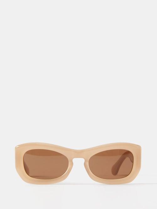 Port Tanger - Temo Oval Acetate Sunglasses - Womens - Light Brown