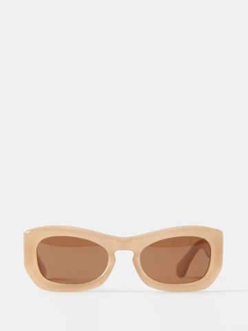 Port Tanger - Temo Oval Acetate Sunglasses - Womens - Light Brown
