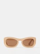 Port Tanger - Temo Oval Acetate Sunglasses - Womens - Light Brown