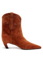 Khaite - Dallas Pointed-toe Suede Boots - Womens - Brown
