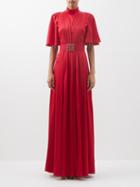 Andrew Gn - Crystal-embellished Gathered Silk-satin Gown - Womens - Red