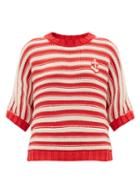 Matchesfashion.com Gucci - Anchor-patch Striped Cotton-blend Sweater - Womens - Red White