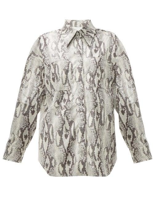 Matchesfashion.com Msgm - Snake Print Jersey Shirt - Womens - Beige Multi