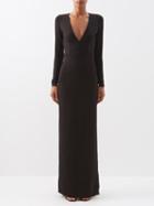 Staud - Ink V-neck Jersey Maxi Dress - Womens - Black