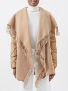 Moncler - Fringed Wool And Quilted Down Cape - Womens - Brown