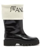 Jw Anderson - Logo-cuff Leather Ankle Boots - Womens - Black