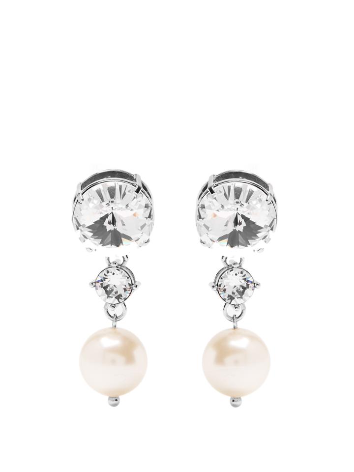 Miu Miu Faux-pearl And Crystal Clip-on Earrings