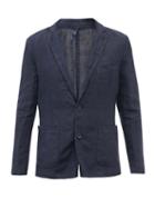 120 Lino 120% Lino - Single-breasted Linen Jacket - Mens - Navy