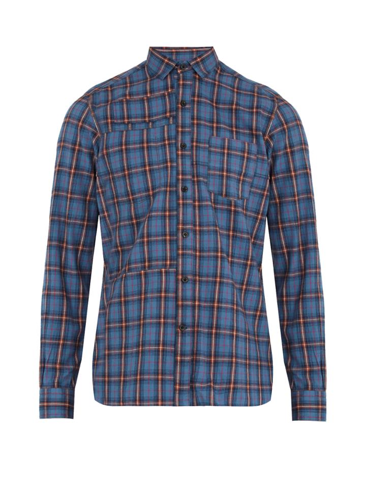 Lanvin Plaid Single-cuff Cotton Shirt