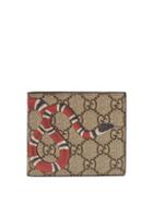 Matchesfashion.com Gucci - Gg Supreme Kingsnake Bi Fold Wallet - Mens - Brown Multi