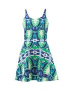 Matchesfashion.com Le Sirenuse, Positano - Cindy Fish Tail-print Cotton-poplin Mini Dress - Womens - Green Print