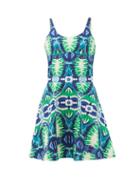 Matchesfashion.com Le Sirenuse, Positano - Cindy Fish Tail-print Cotton-poplin Mini Dress - Womens - Green Print
