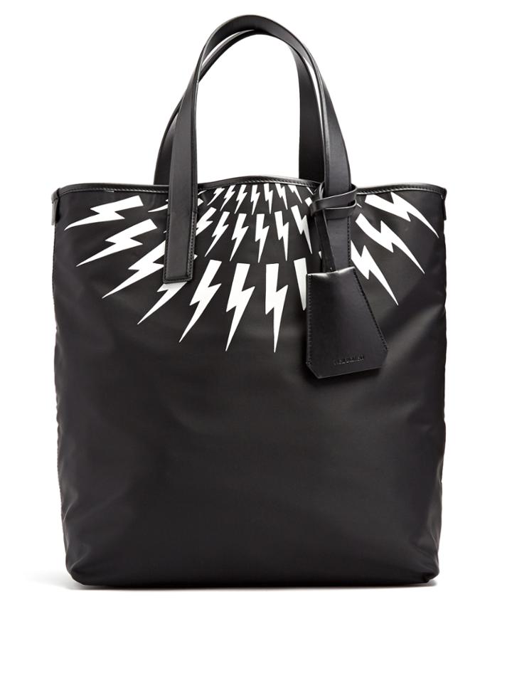 Neil Barrett Thunderbolt Leather-trimmed Nylon Tote