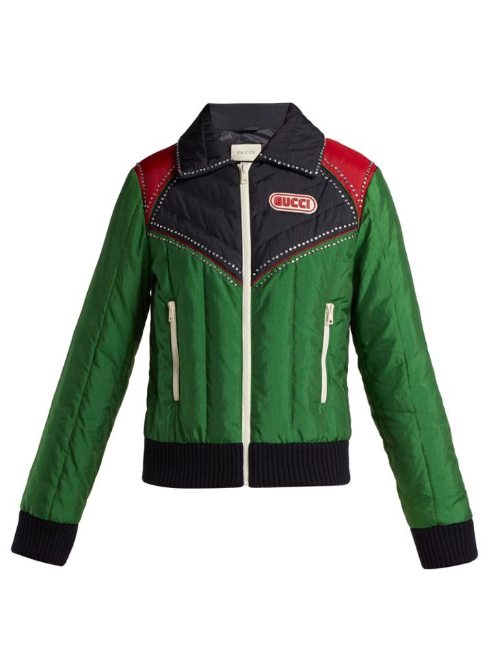 Gucci Crystal-embellished Padded Bomber Jacket