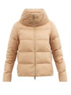 Herno - Cabled-collar Quilted Cashmere-blend Down Coat - Womens - Camel