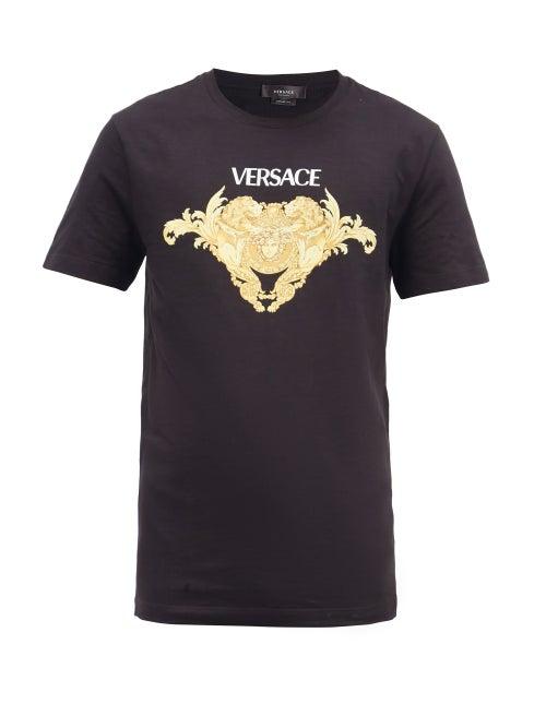 Matchesfashion.com Versace - Logo-print Cotton-jersey T-shirt - Mens - Black