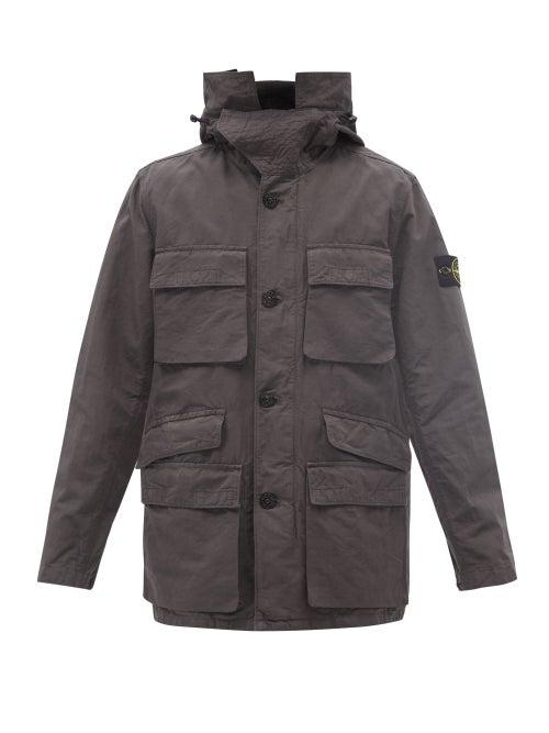 Stone Island - Logo-patch Cotton-blend Canvas Parka - Mens - Grey