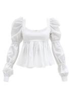 Matchesfashion.com Brock Collection - Roero Puff-sleeved Cotton-blend Top - Womens - White