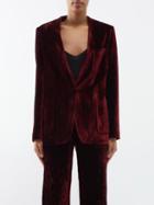 Etro - Berta Crushed-velvet Suit Jacket - Womens - Bordeaux
