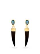 Theodora Warre Topaz, Onyx And Gold-plated Earrings