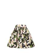 Matchesfashion.com Dolce & Gabbana - Lilium Print Tiered Cotton Poplin Mini Skirt - Womens - Black Print